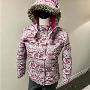 Oshkosh Girls 2-Piece Snowsuit in Pink and Grey - Size 8